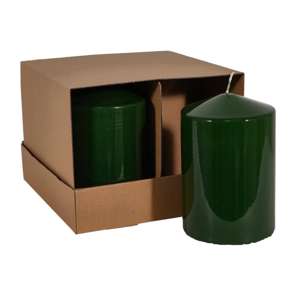 CANDELA MOCCOLO SMALTATA H.150XD.100 MM. VERDE SCURO